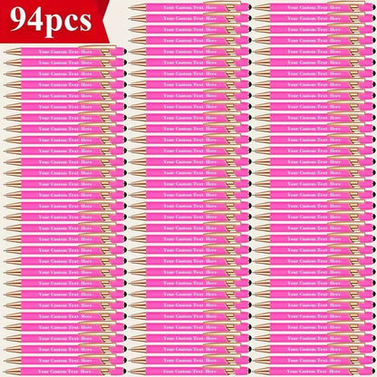 94-Pack Personalized Engraved Metal Body Retractable Ballpoint Pens - 0.5mm Fine Smooth Black Ink, Assortment Kit with Refills, Bulk Office Stationery, Pens for Work, Back to School Haul, Graduation Office Giveaways