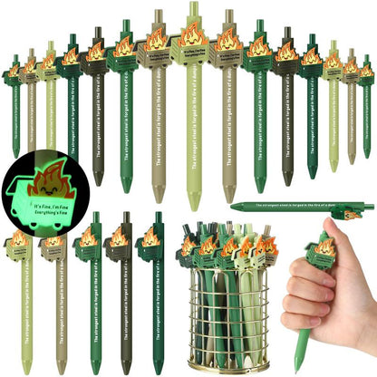 Bulk Dumpster Fire Pens Luminous Ballpoint Pen Employee Appreciation Idea Emotional Support Positive Funny Work Pens for Coworkers Staff Team Members Teachers Nurse School Ofiice Supplies Summer Party Favors
