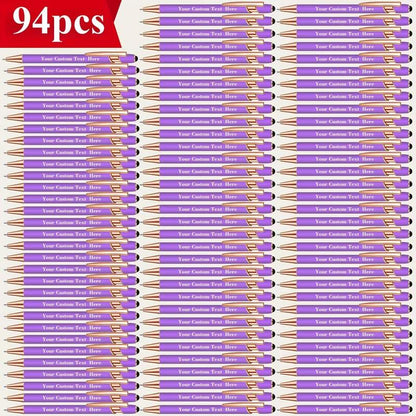 94-Pack Personalized Engraved Metal Body Retractable Ballpoint Pens - 0.5mm Fine Smooth Black Ink, Assortment Kit with Refills, Bulk Office Stationery, Pens for Work, Back to School Haul, Graduation Office Giveaways
