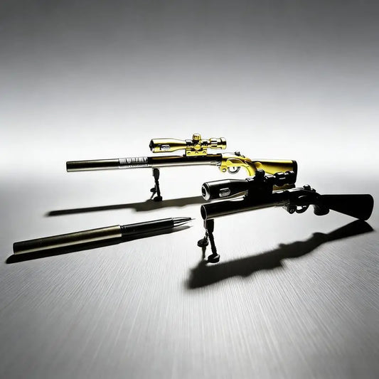 98-Rifle LED Sight Ballpoint Pen - 0.38mm Fine Tip, Stainless Steel, Streamlined Grip, Exquisite Barrel Detail, Smooth Writing Stationery, Tactical Desk Ornament, Unique Gifts for Man, Daily Office Use (Military Fan Sports & Outdoor Fan Shop Item)