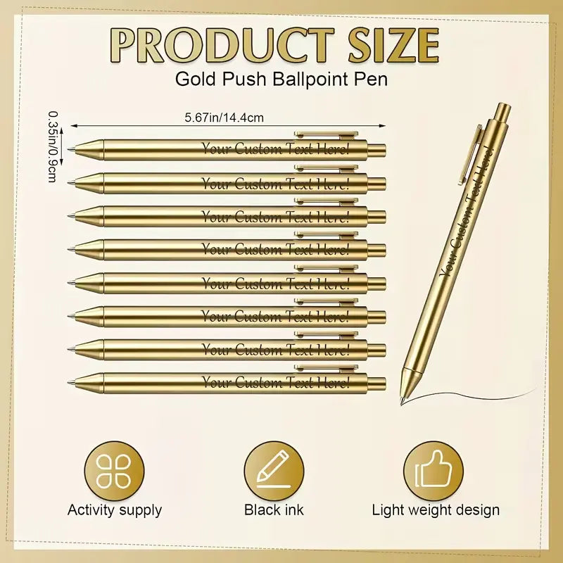 Retractable Ballpoint Pens, Gold Tone Click Design, Slim Barrel with Pocket Clip for Office, School, Writing, Journaling and Daily Use