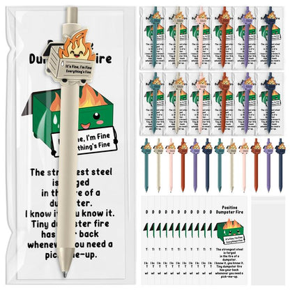 Bulk Dumpster Fire Pens Luminous Ballpoint Pen Employee Appreciation Idea Emotional Support Positive Funny Work Pens for Coworkers Staff Team Members Teachers Nurse School Ofiice Supplies Summer Party Favors