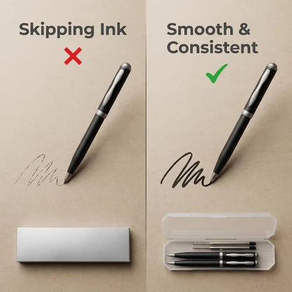 2 Pcs Retractable Metal Ballpoint Pens, for Gift, Business, Office, 1.0mm Medium Point Black Ink, 2 Extras Replaceable Metal Refills Smooth Writing Ballpoint